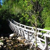 Bridge to the waterfalls Cascadas Escondidas in the Parque Pumalin